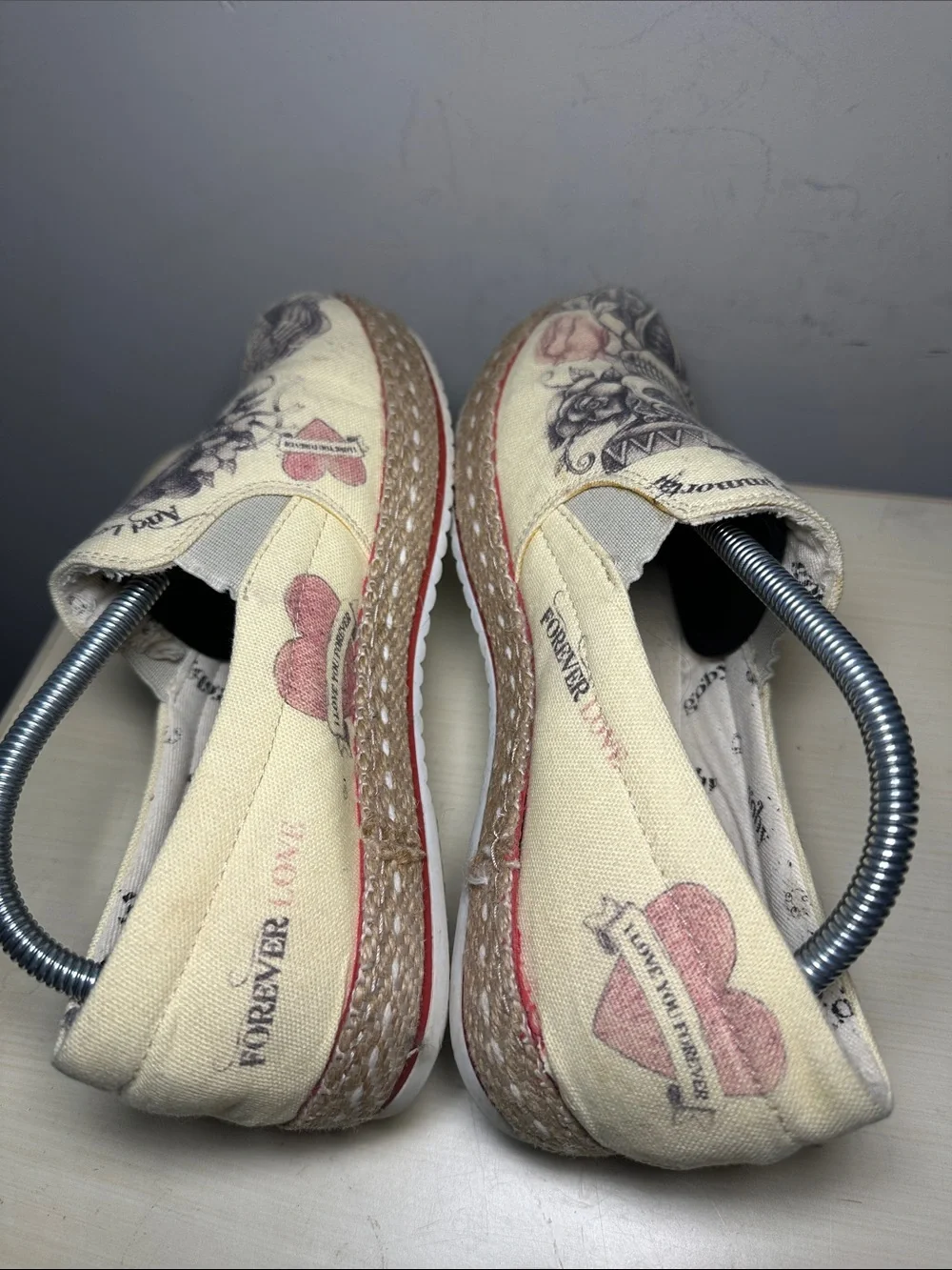 Goby forever love Skull Floral Canvas Slip-On cream Espadrilles